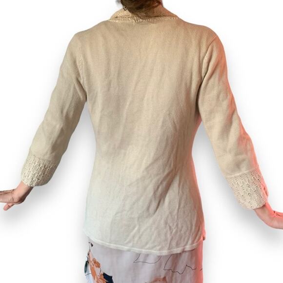 Brown Leather Belted Sweater Medium The Limited Vintage Y2K  Classic Cream - Picture 6 of 12